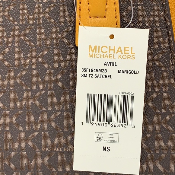 MICHAEL KORS
Avril Small Logo Top-Zip Satchel / Crossbody Marigold/ Brown Color - Picture 5 of 16